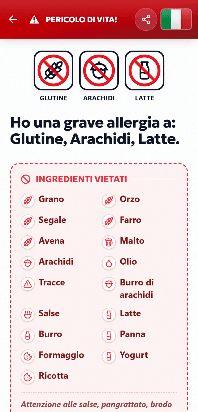 Ecco la tua scheda allergie – TrustBite