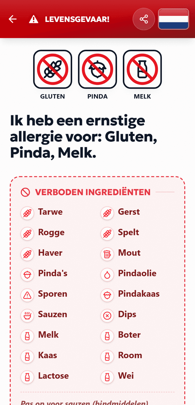 Dit is jouw allergiekaart – TrustBite