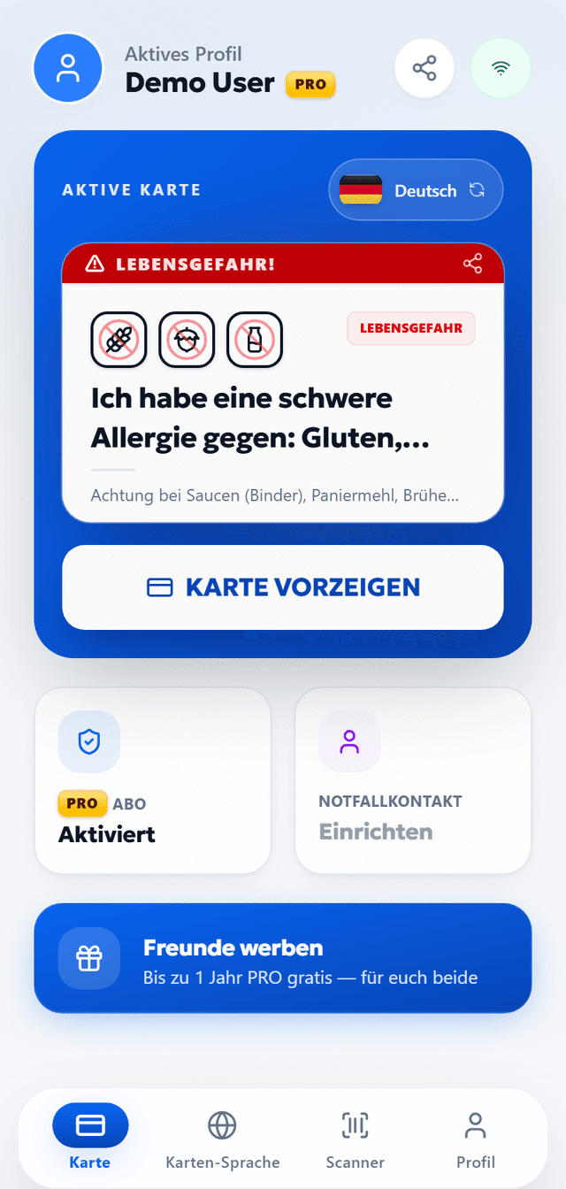 Zeig deine Allergien. In jeder Sprache.