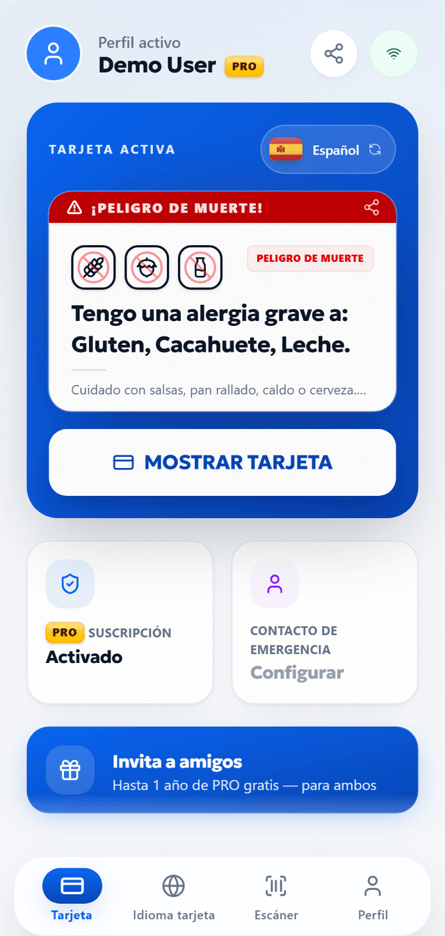 Enseña tus alergias. En cualquier idioma.