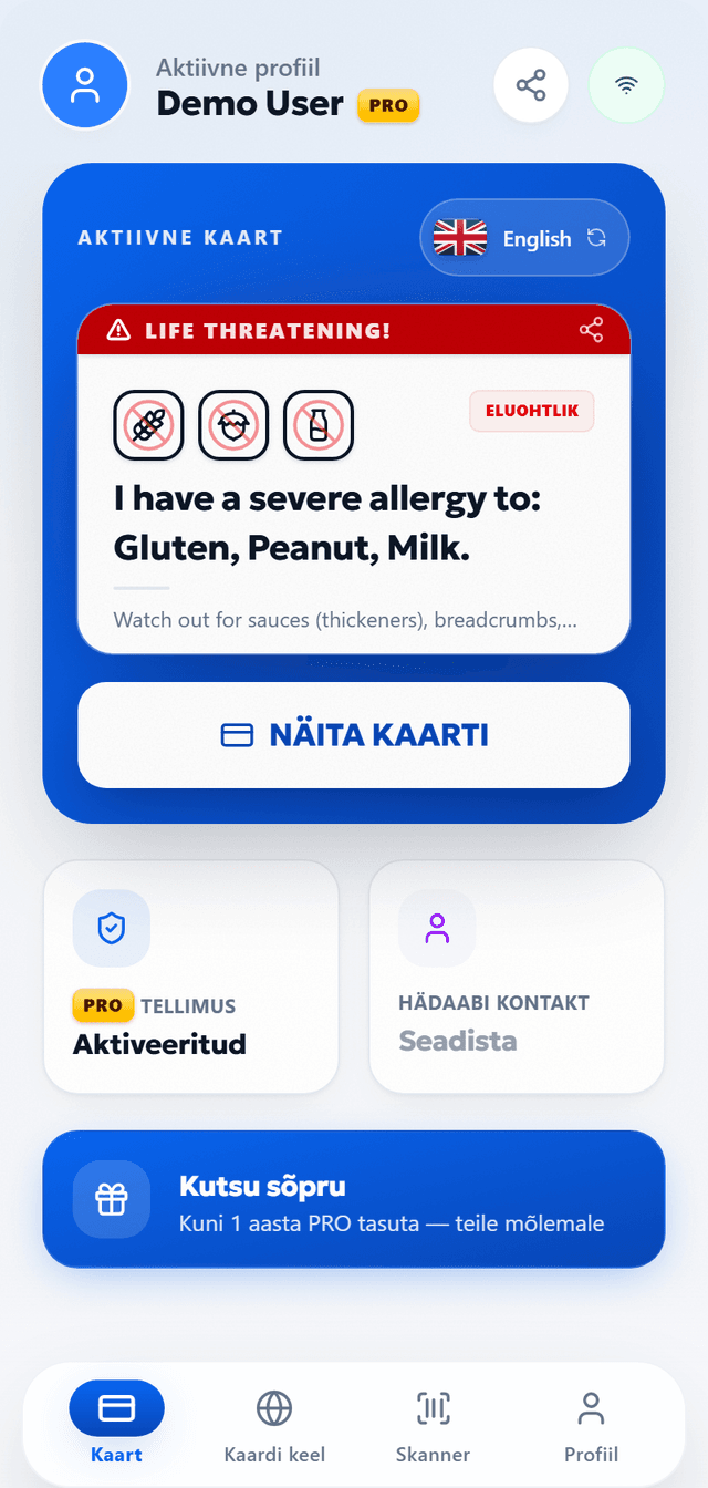 Näita oma allergiaid. Ükskõik mis keeles.