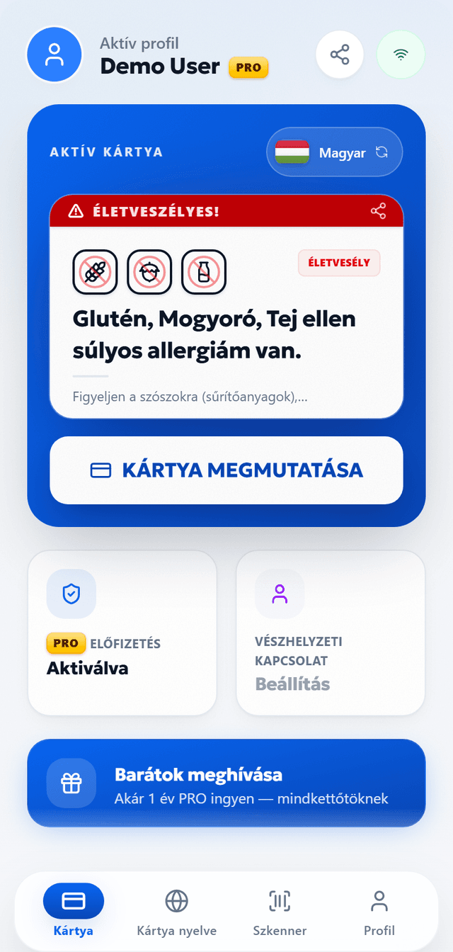 Mutasd meg az allergiáidat. Bármilyen nyelven.