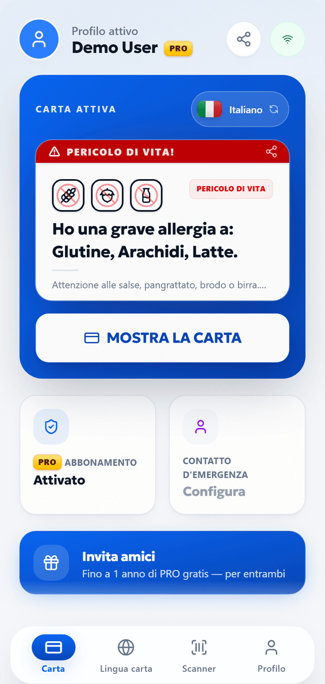 Mostra le tue allergie. In qualsiasi lingua.