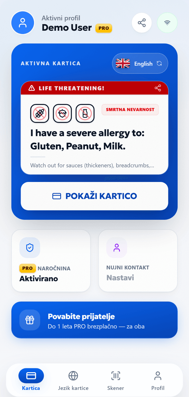 Pokažite svoje alergije. V vsakem jeziku.