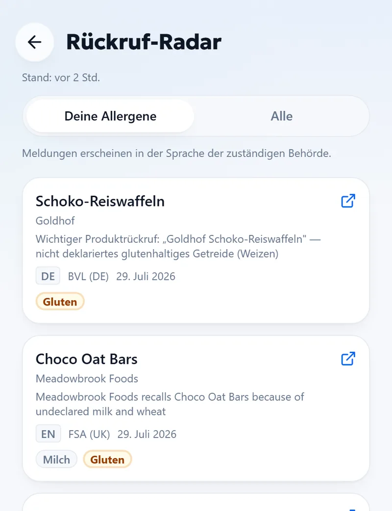 Der Rückruf — Amtliche Meldung