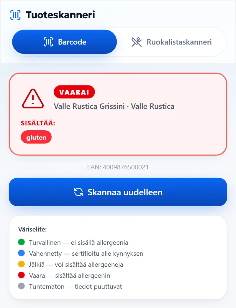 Skannaus — Viivakoodi skannattu