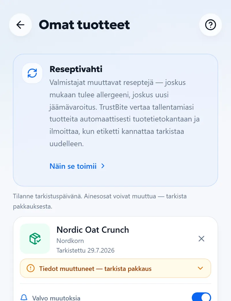 Valvonta — Viikoittainen tarkistus