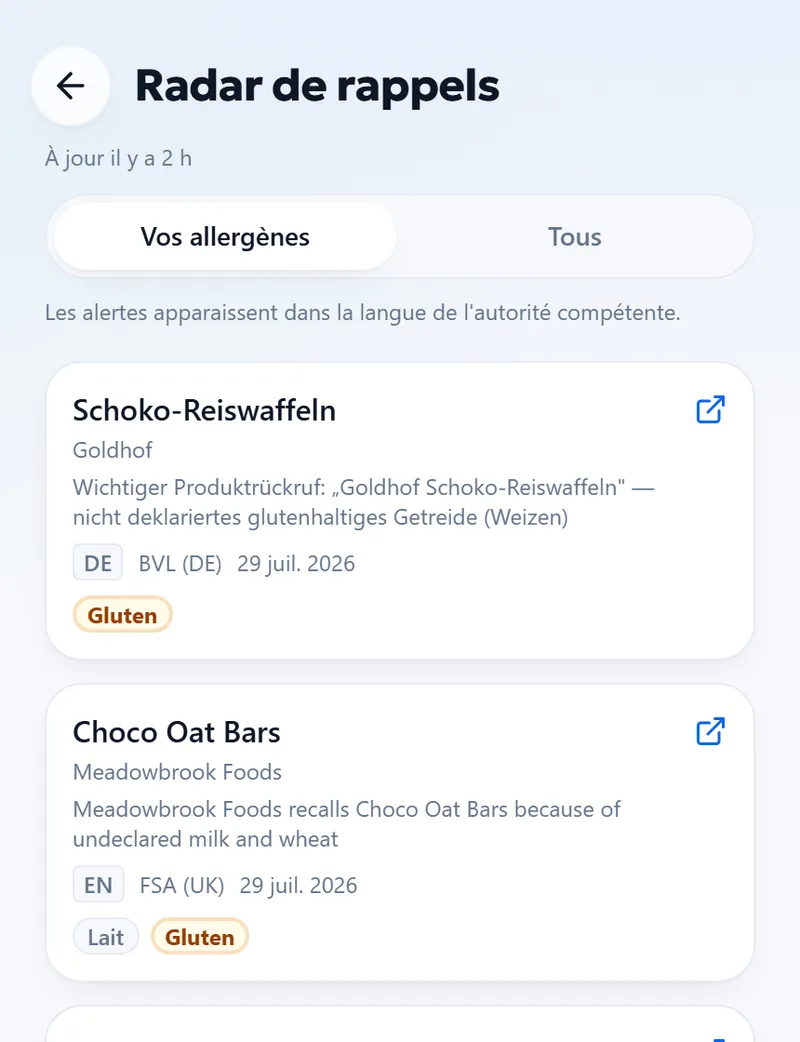Le rappel — Avis officiel