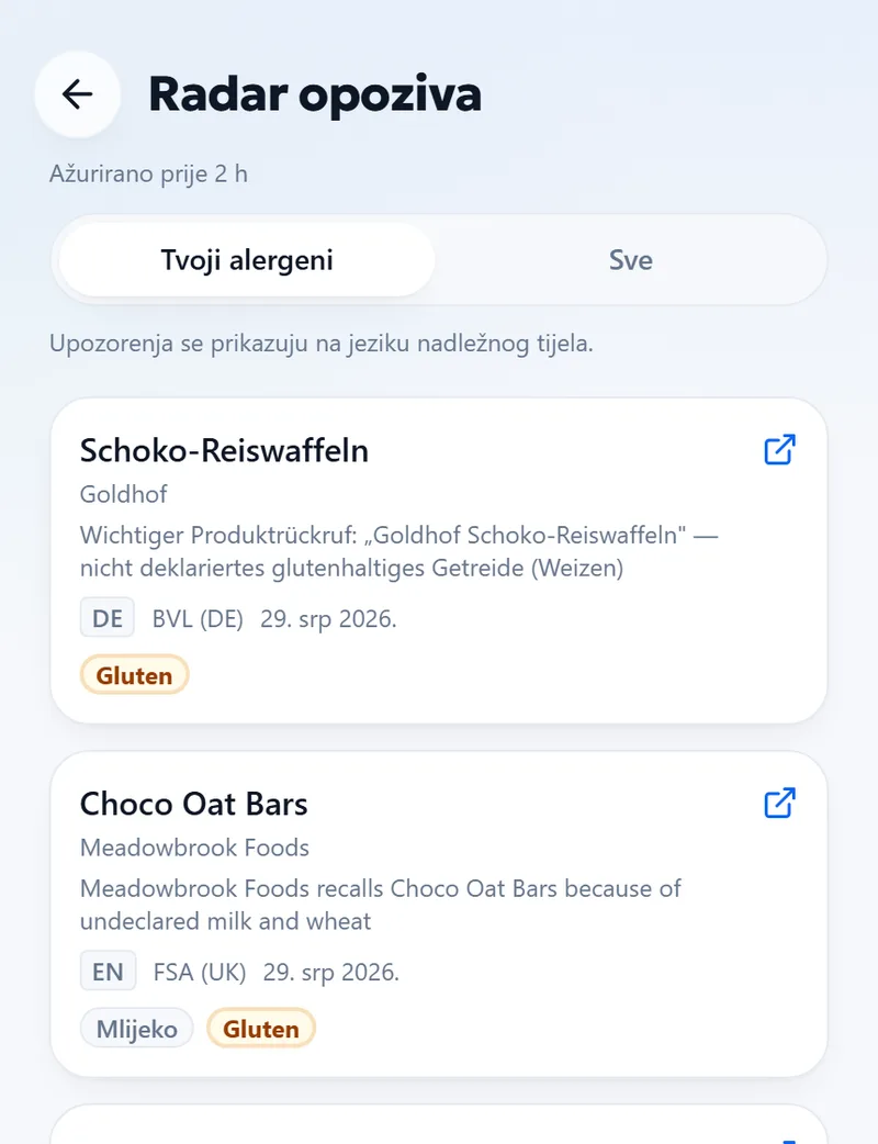 Opoziv — Službena obavijest