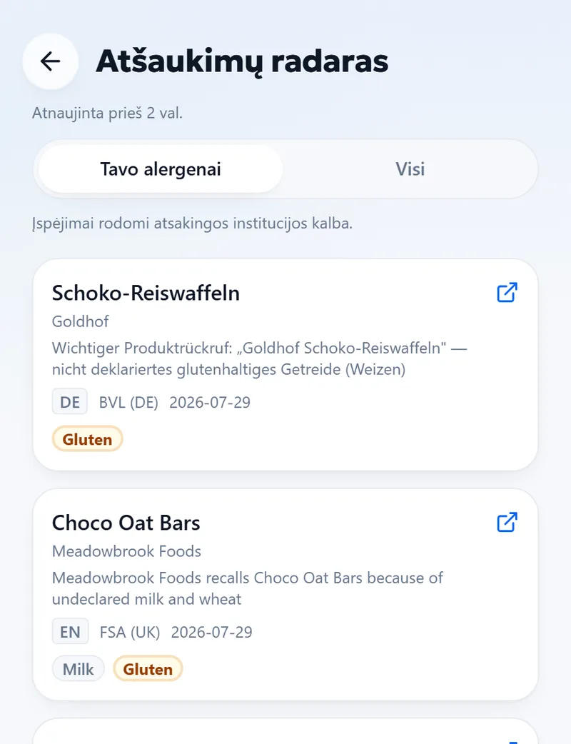 Atšaukimas — Oficialus pranešimas