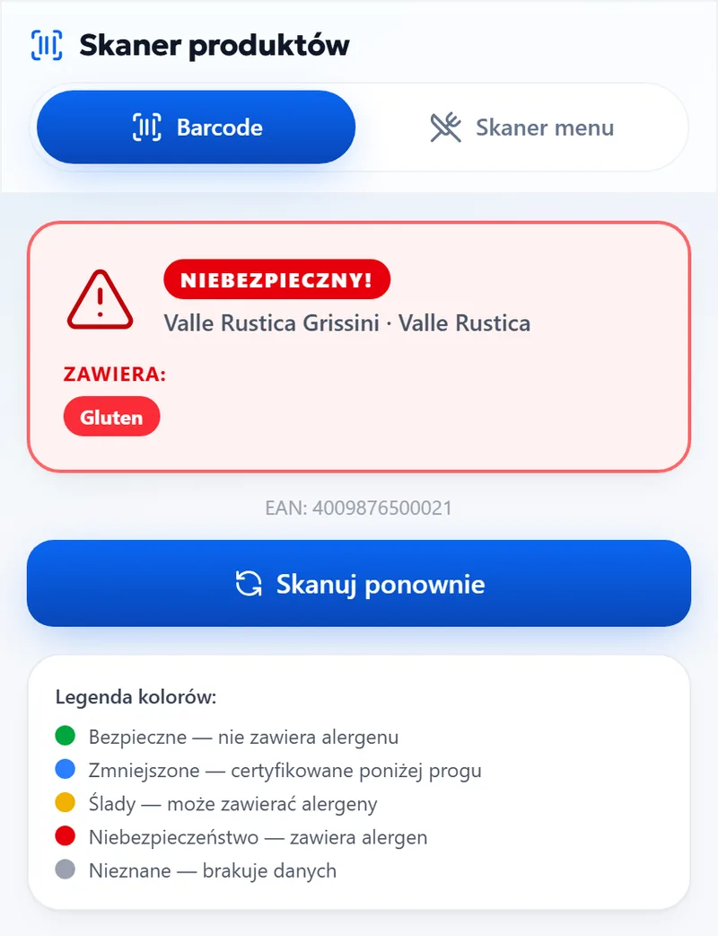 Skanowanie — Kod kreskowy zeskanowany