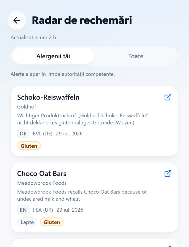 Rechemarea — Notificare oficială