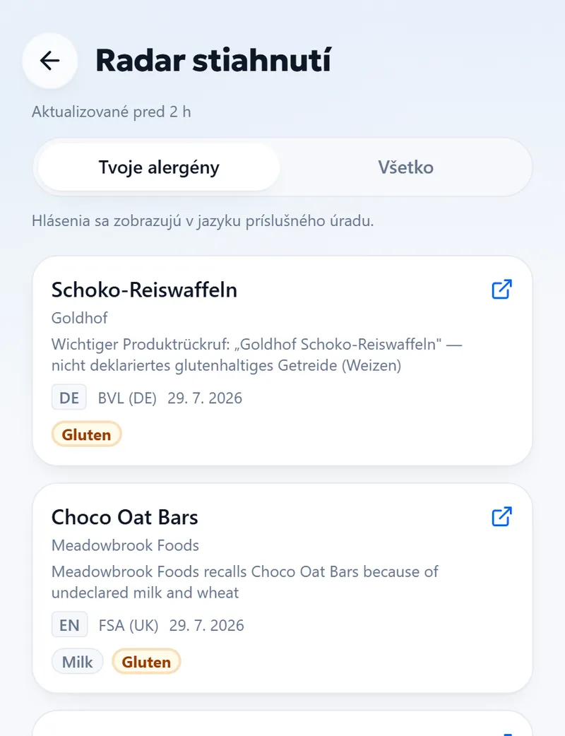 Stiahnutie — Oficiálne oznámenie