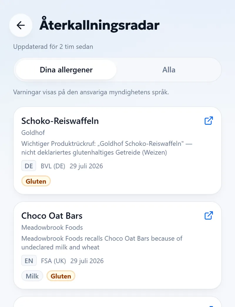 Återkallelsen — Officiellt meddelande